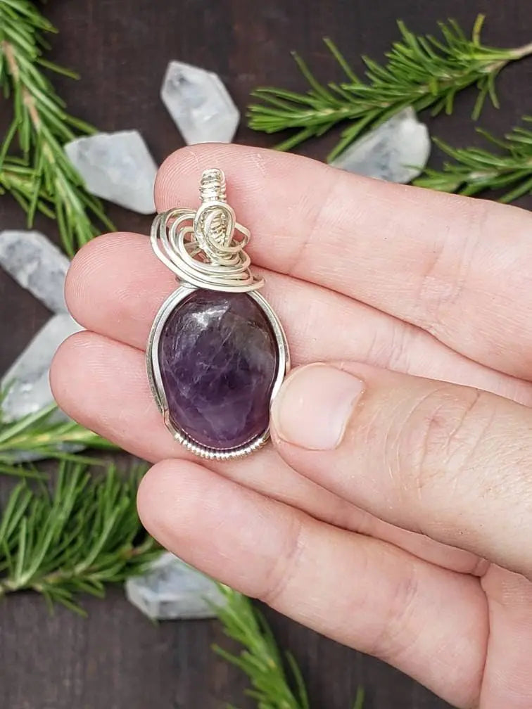 Amethyst Wire Wrapped Pendant - moonlitbeading