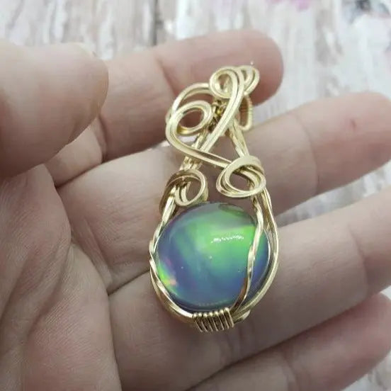 Aurora Opal Pendant, Floating Elven Crystal Pendant - moonlitbeading
