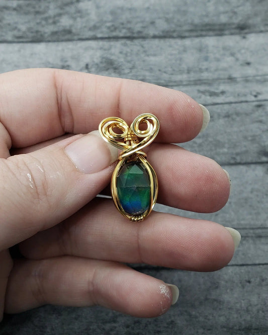 Aurora Opal Pendant, Solitare Pendant - moonlitbeading