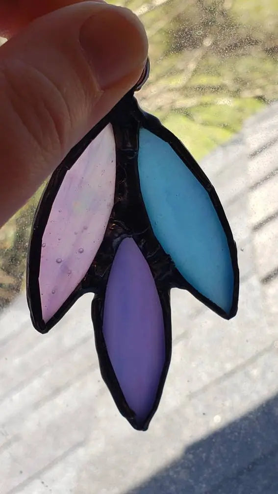Bisexual Flower Suncatcher, LGBTQ+ Floral stained glass - moonlitbeading