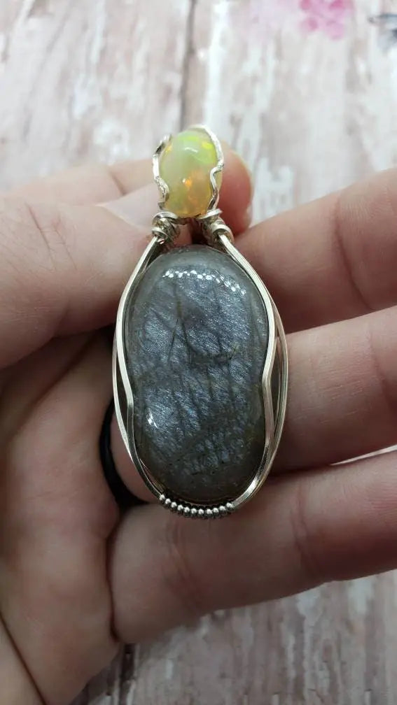 Black moonstone and Ethiopian opal - moonlitbeading