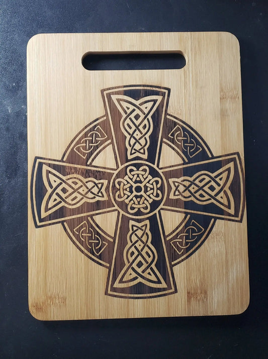 Celtic Cross Laser Engraved Cutting Board - moonlitbeading
