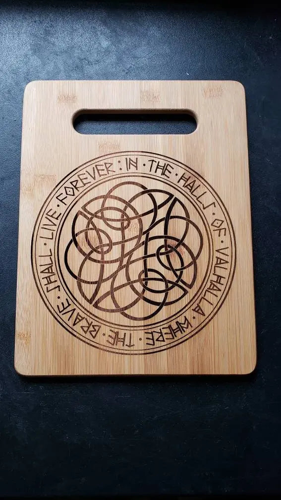 Celtic Knot and Valhalla Engraved Cutting Board - moonlitbeading