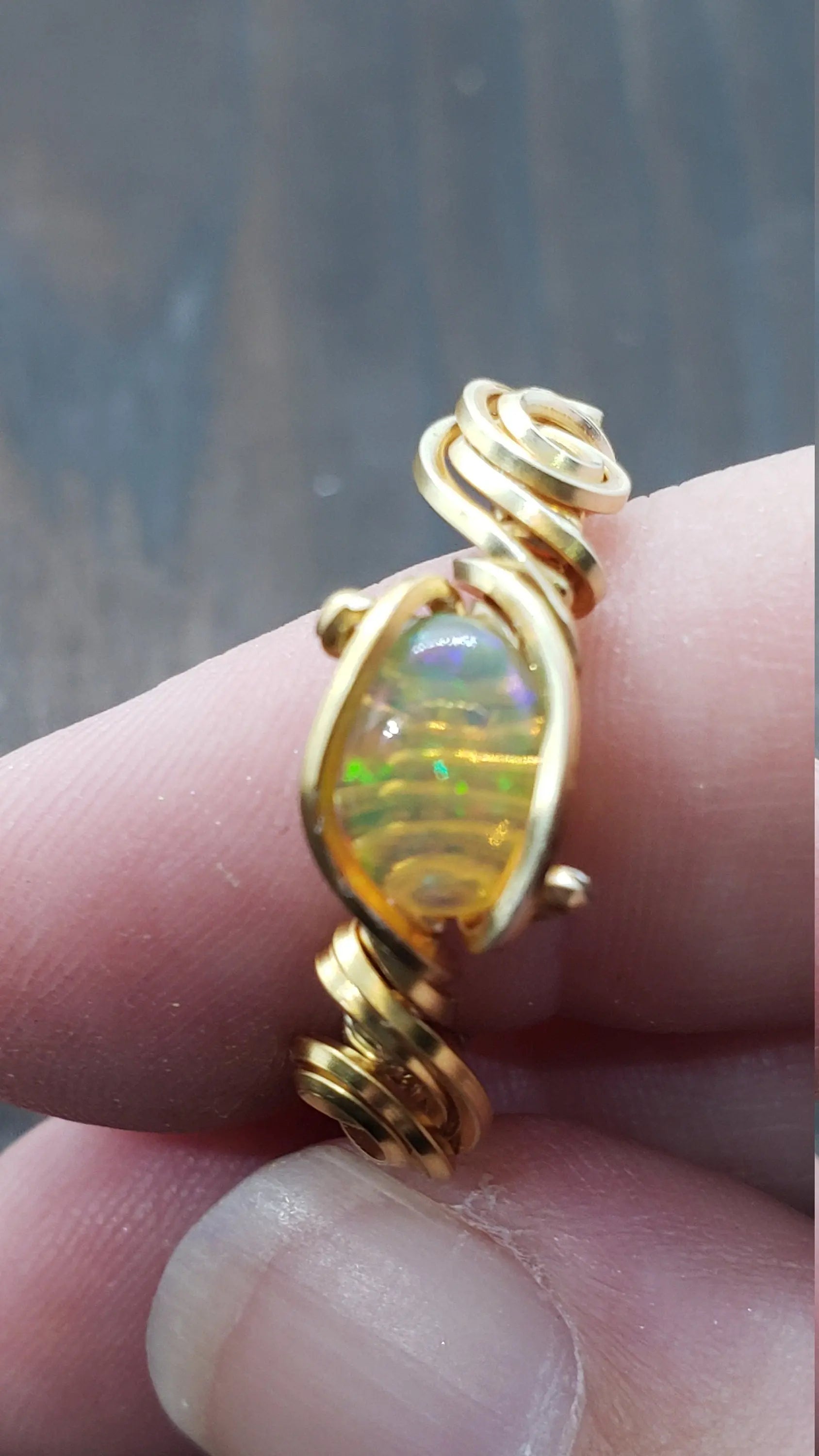 Ethiopian Opal Ring Size 5 - moonlitbeading