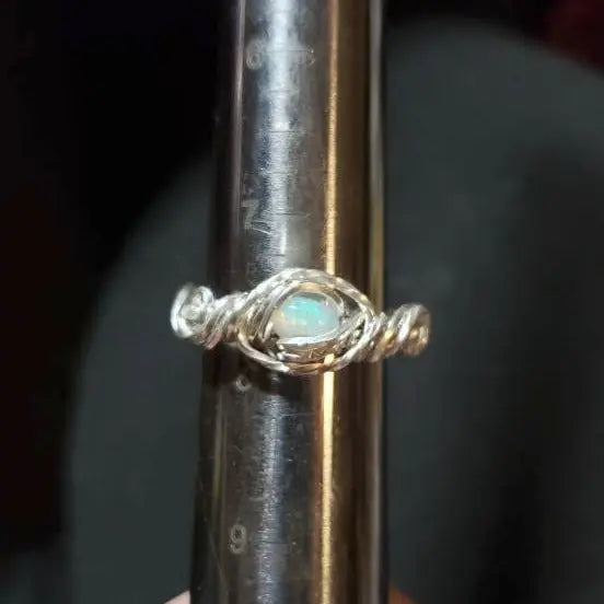 White Opal Ring Size 7.75 - moonlitbeading
