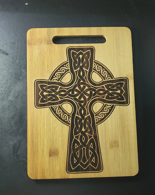 Large Celtic Cross Engraved Cutting Board - moonlitbeading
