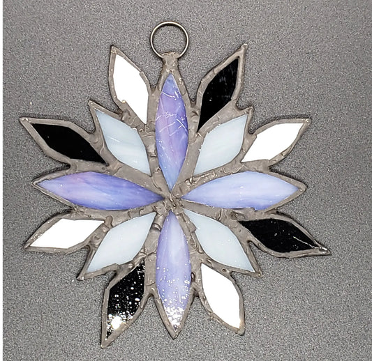 Large of Asexual Flower Suncatcher, LGBTQ+ Floral stained glass    asexual, black, lgbtq+, purple, stained glass, suncatcher, white