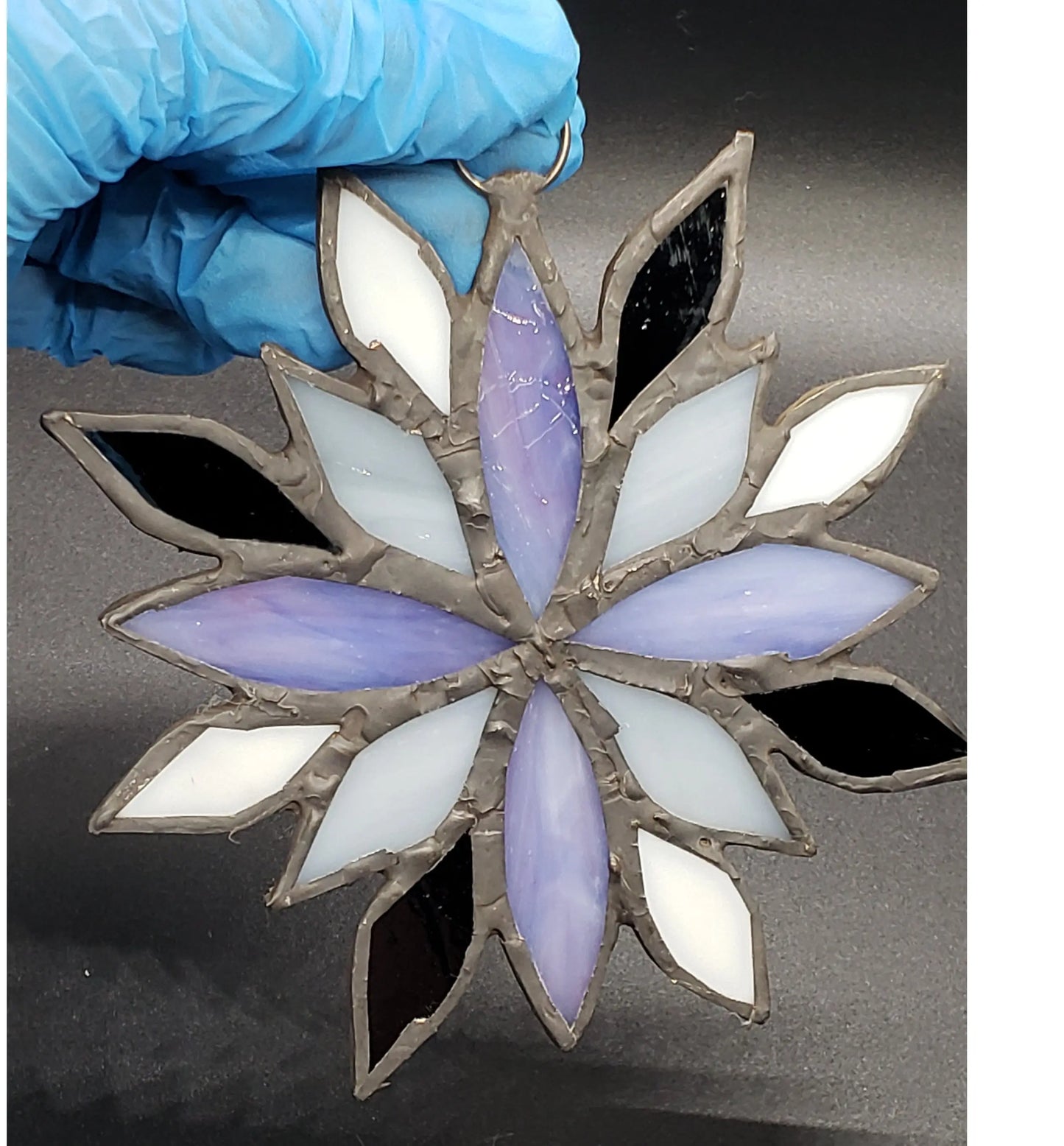 Large of Asexual Flower Suncatcher, LGBTQ+ Floral stained glass    asexual, black, lgbtq+, purple, stained glass, suncatcher, white