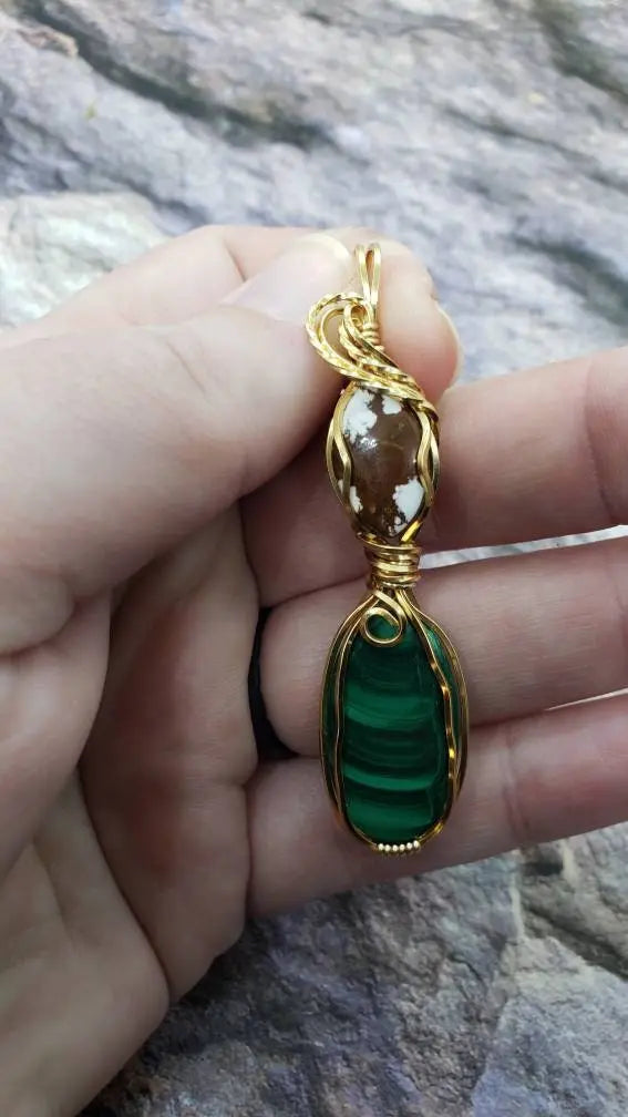 Malachite and Horse Agate - moonlitbeading