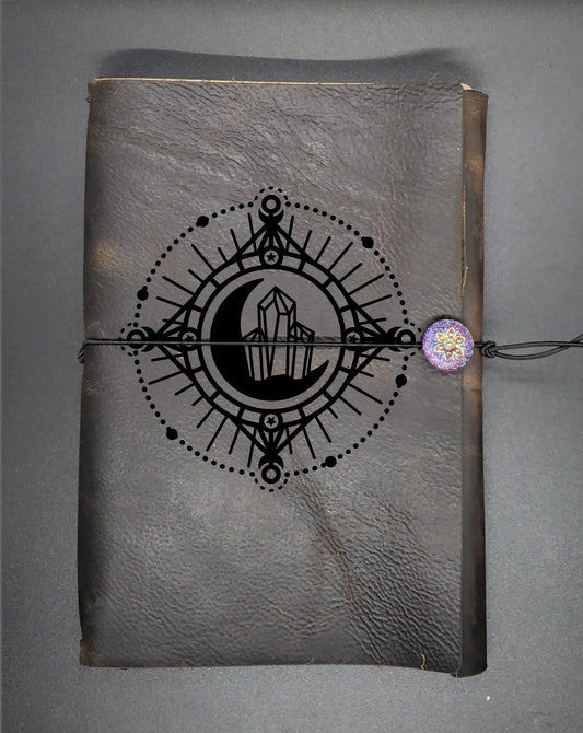 Moon and Crystals Leather Traveller's Journal, 3 Designs to choose from
