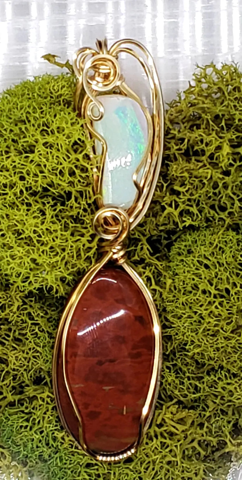 Opal and Bloodstone Pendant    bloodstone, gemstone pendant, opal