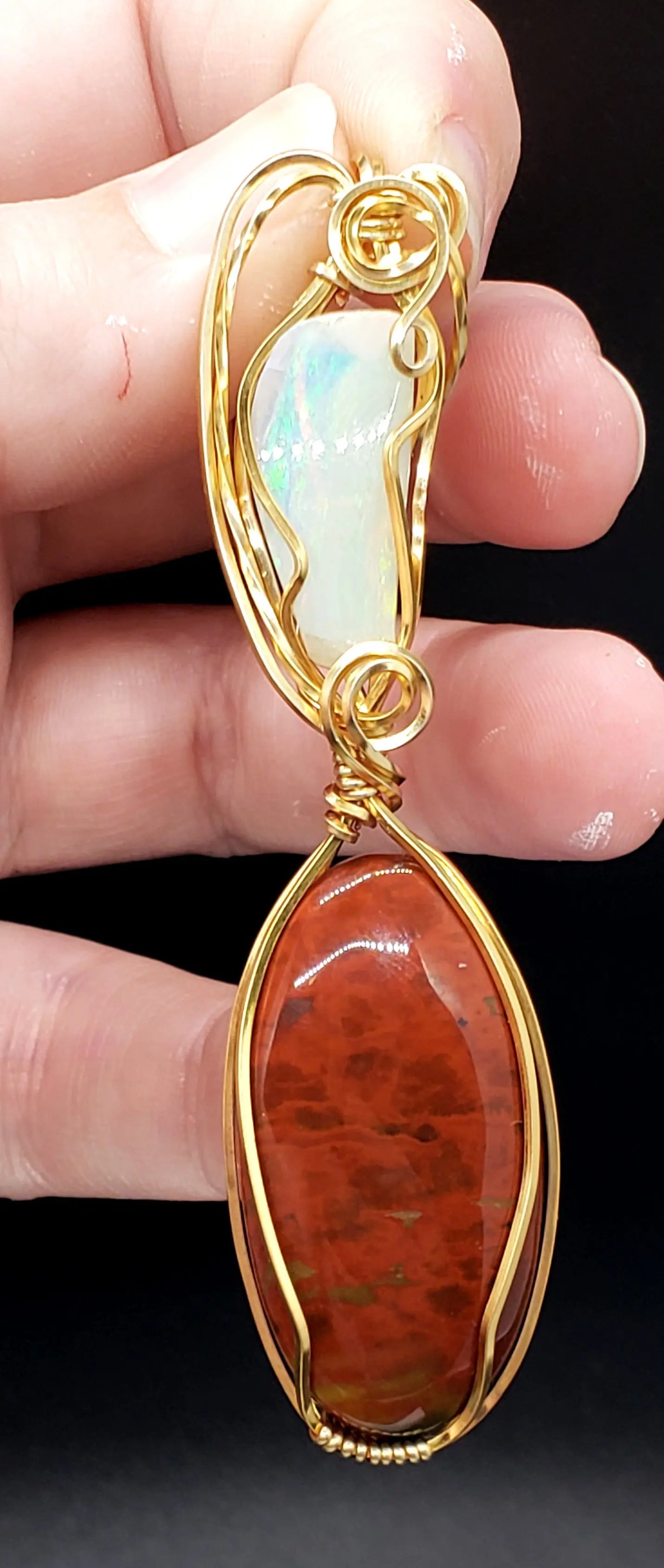Opal and Bloodstone Pendant    bloodstone, gemstone pendant, opal