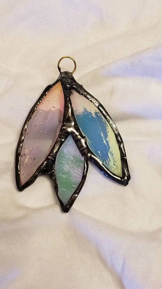 Polysexual Flower Suncatcher, LGBTQ+ Floral stained glass    blue, green, lbgtq+, pink, stained glass, suncatcher