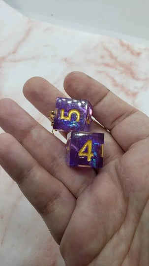 Purple Sharp Edge Iridescent Polyhedral Dice Earrings, DnD gift    dice earrings