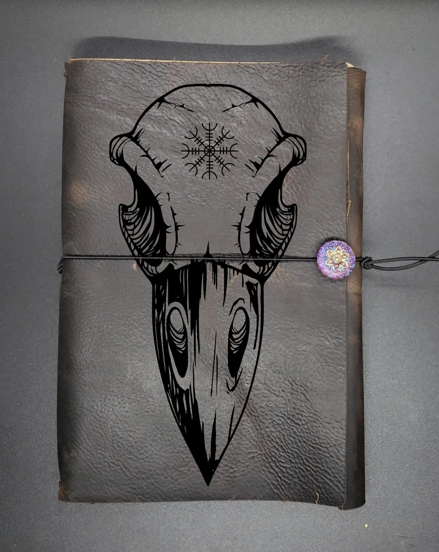 Raven Skull Notebook, Norse Runes for Protection