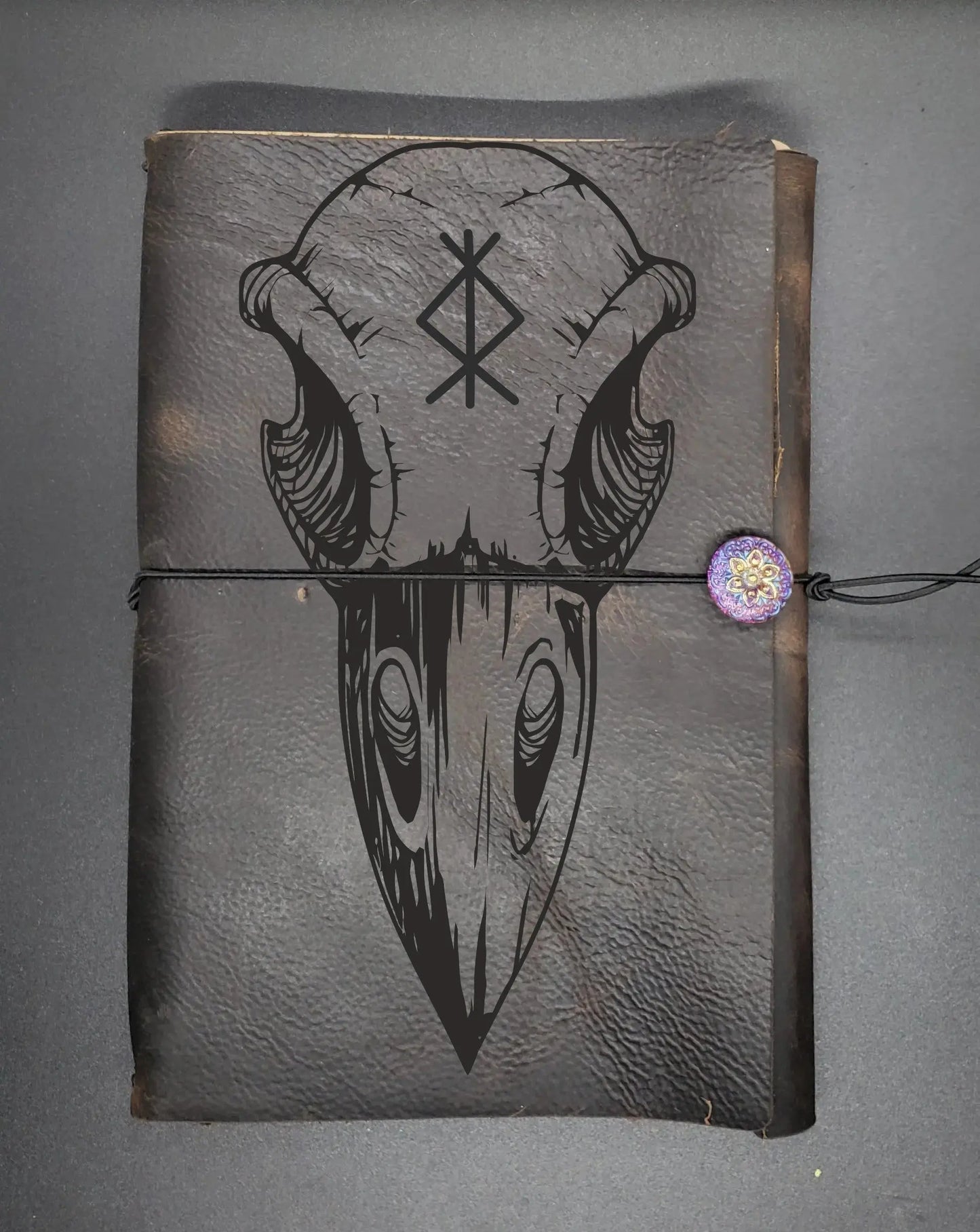 Raven Skull Notebook, Norse Runes for Protection
