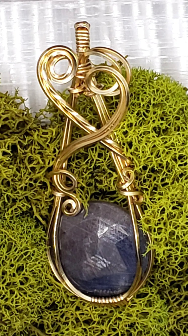 Sapphire Opal Pendant, Floating Elven Crystal Pendant    gemstone pendant, sapphire