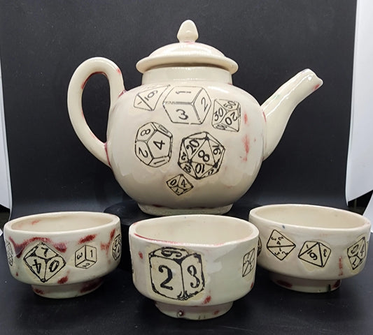 TeaPK A TTRPG Dice Themed East Asian Style Tea Set, DnD Tea Set