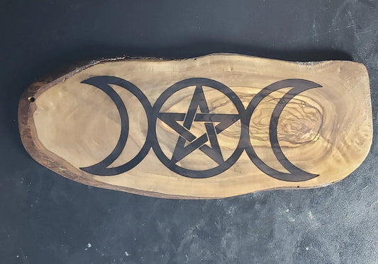 Triple Moon Pentagram Cutting Board - moonlitbeading