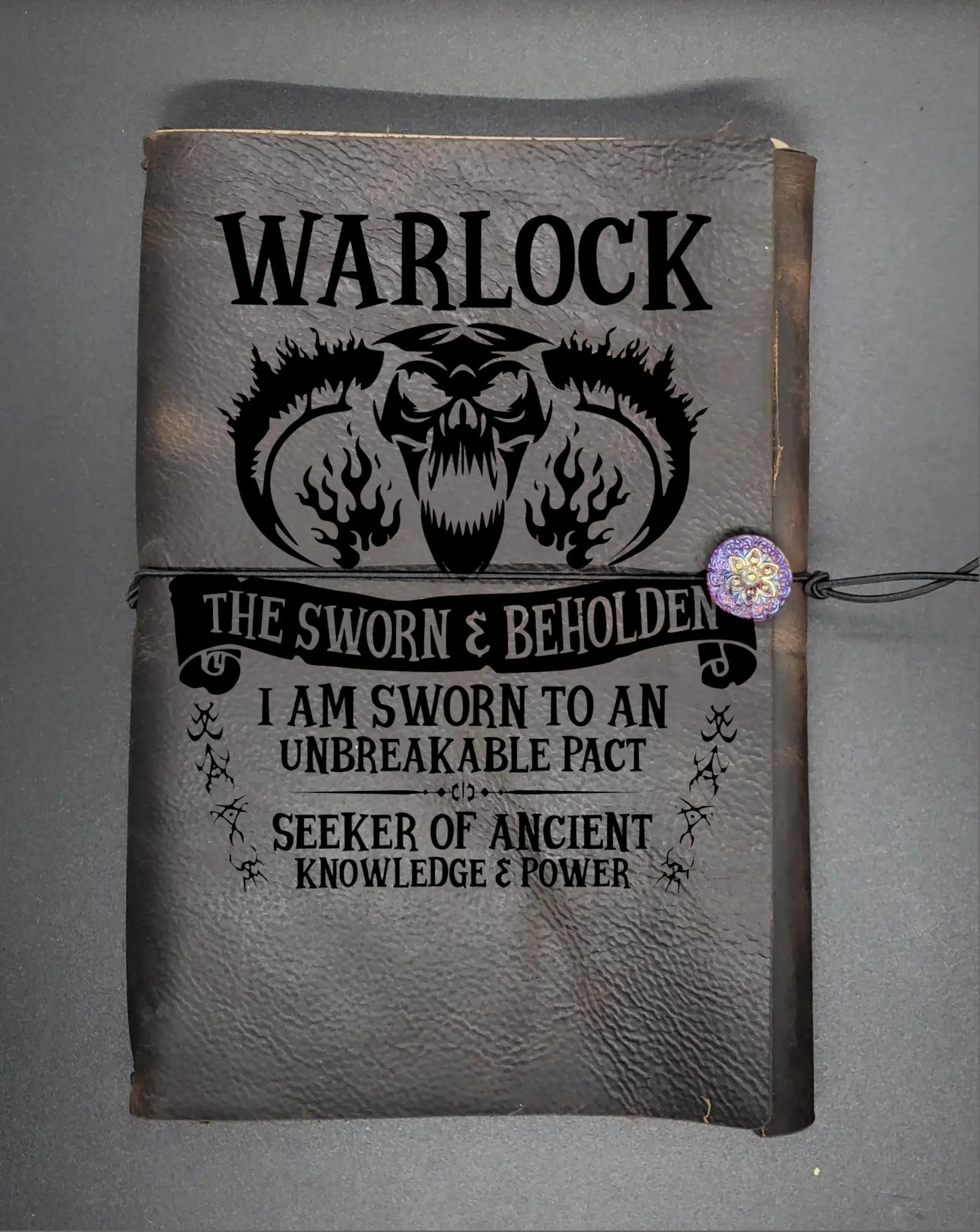 Warlock DnD Character Notebook, RPG Journal, Engraved, Embossed Refillable Leather Journal, A5 leather journal